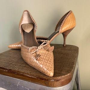 Linea Paolo D'Orsay Silhouette 3-1/2” Heels Woven Raffia. Size 12